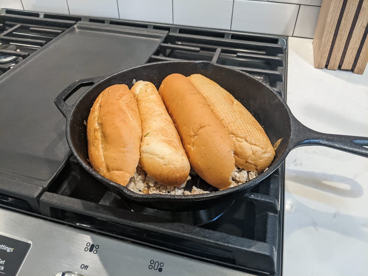 Steaming Bread in Skillet