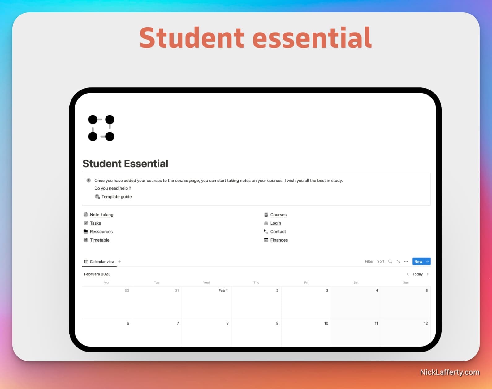 Notion Student Essential Template