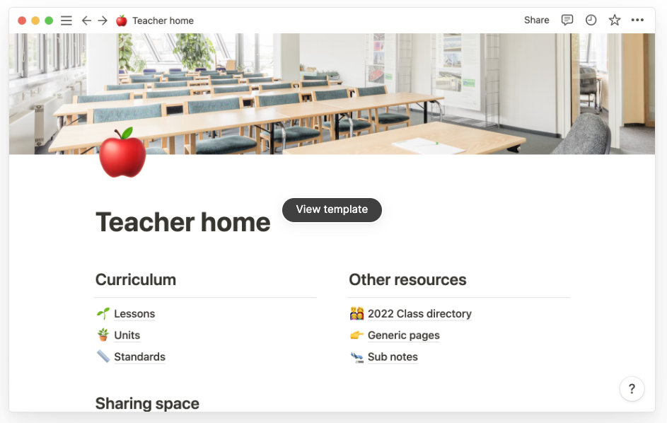 Teacher Home Notion Template