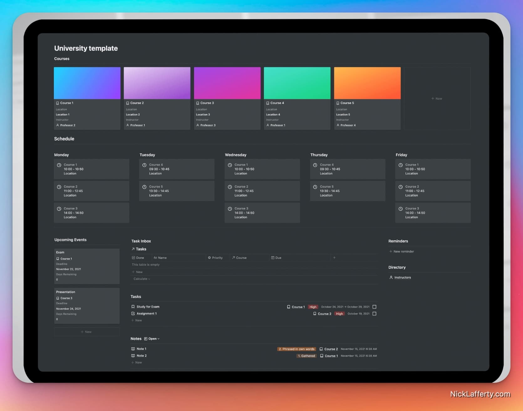 University Dashboard Screenshot