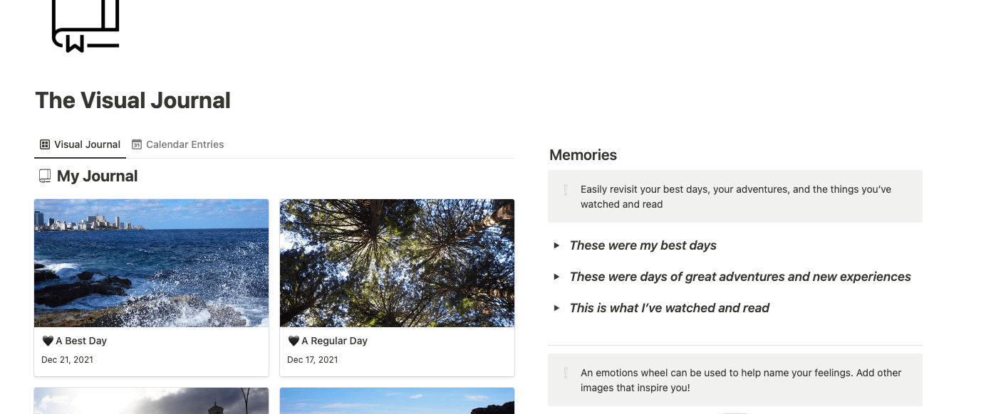 Visual Journal Template Screenshot
