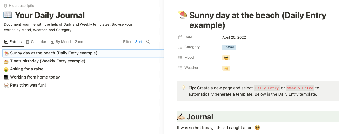 Your Daily Journal Template Screenshot